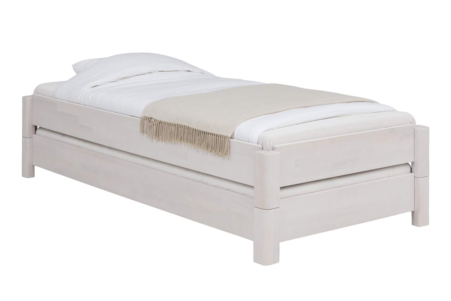 Unbekannt Massivholz Gästebett Stapelbett Twin in Kernbuche weiß (120 x