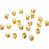 100 Pieces 2mm Cube Spacer Beads for Jewelry Making Brass Spacer Beads Loose Spacer Beads Square Spacer Beads for DIY Craft Bracelet Necklace Jewelry Making, 0.5mm Hole, Gold