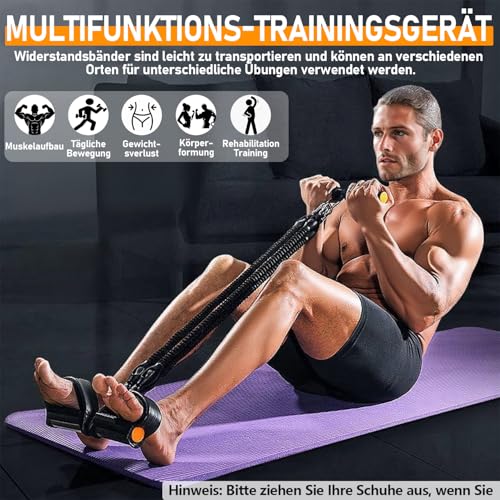 2026 Resistance Band with Handle Set, 45 kg Adjustable Sit-Up Training Device, 4-Tube Pedal Resistance Device Resistance Bands with Training Instructions - Abdominal Trainer Fitness Equipment for Home