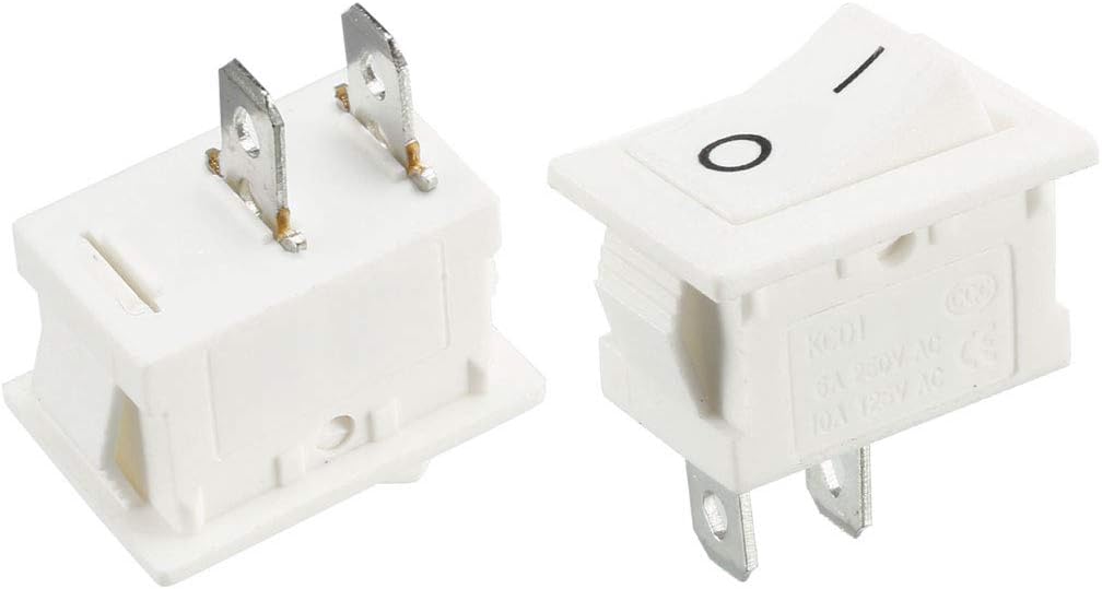 uxcell 5pcs AC 250V/6A 125V/10A 2P ON/OFF 2 Position Snap-in Boat Rocker Switch White
