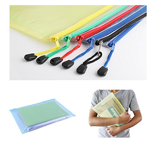 SUBANG 12 Packs New Design Zipper File Bags In A4 Sizes, File Holders With Grid Travel Pouch,6 Assorted Colors - Thumbnail 4