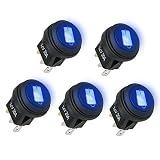 Linkstyle Car Truck RV Rocker Round Toggle LED Switch On-Off Control, 5PCS Waterproof Blue LED On/Off Boat Marine Rocker Switch 12V 20 Amp 3 Pins