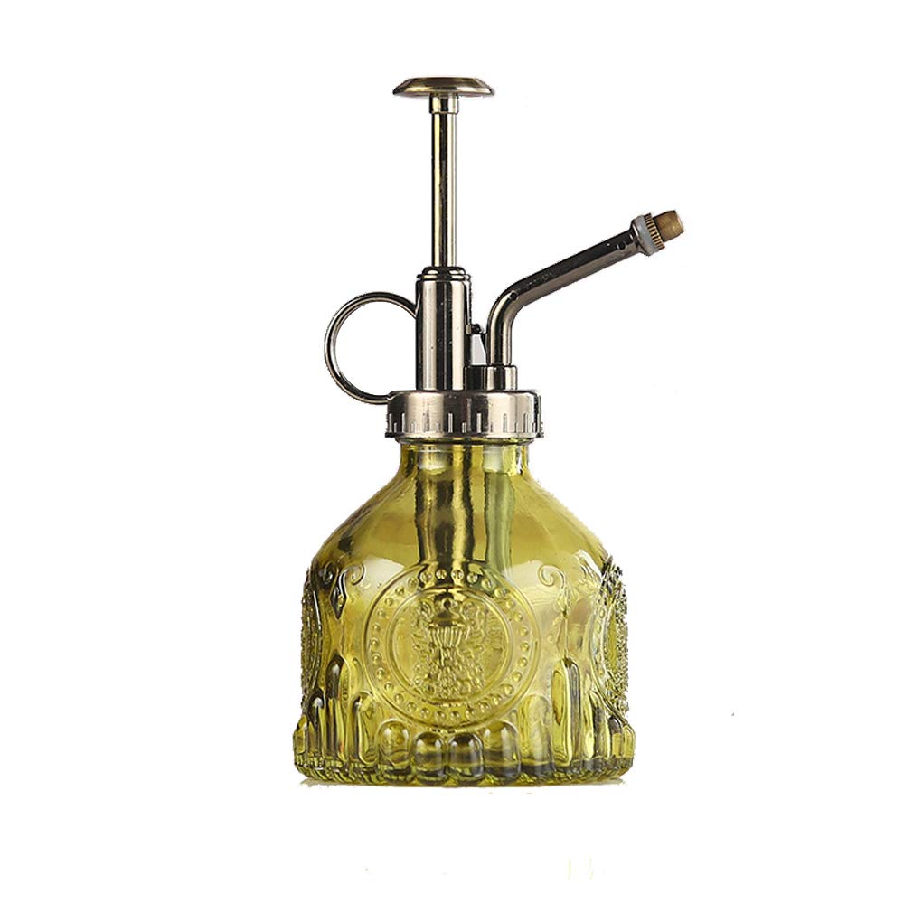 ZIUHEOA Plant Mister Glass Watering Spray Bottle 6.4" Tall Watering Can Retro High-Atomization Nozzle Sealed Leak-Proof,for Garden Plants Flower (Army Green)