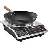 leconchef Induction Cooker with Wok 1800W Professional Electric Induction Burner with 11-Level Setting for Cooking,24-hour Timer and Preset,Keep warm,14" Carbon Steel Wok Included