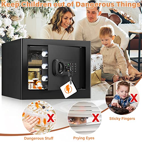 25L Safe for Home with Fireproof Waterproof Wallet, Digital Safe Safe with Removable Shelf and Alarm System, Wall Safe, Furniture Safe for Cash, Medication, Jewellery, A4 Documents