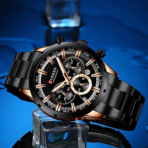 Curren 8355 - Reloj de pulsera para hombre, analógico, de acero y cuarzo, color negro - Imagen 5