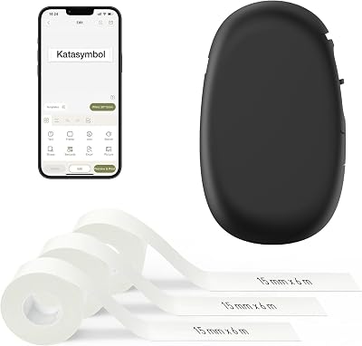 E10 Etikettendrucker, 3 Rollen wasserfeste Endlosetiketten, Schwarz