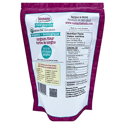 NAMASTE FOODS ORGANIC SORGHUM FLOUR GLUTEN FREE, 22 OZ. (PACK OF 6) – ALLERGEN FREE