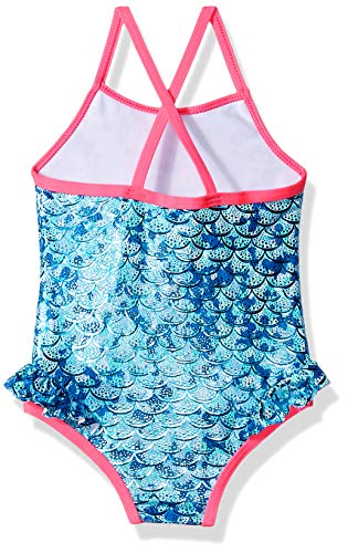 Pink Platinum Baby Girls Mermaid Foil 1-Piece Swimsuit, Blue, 24M