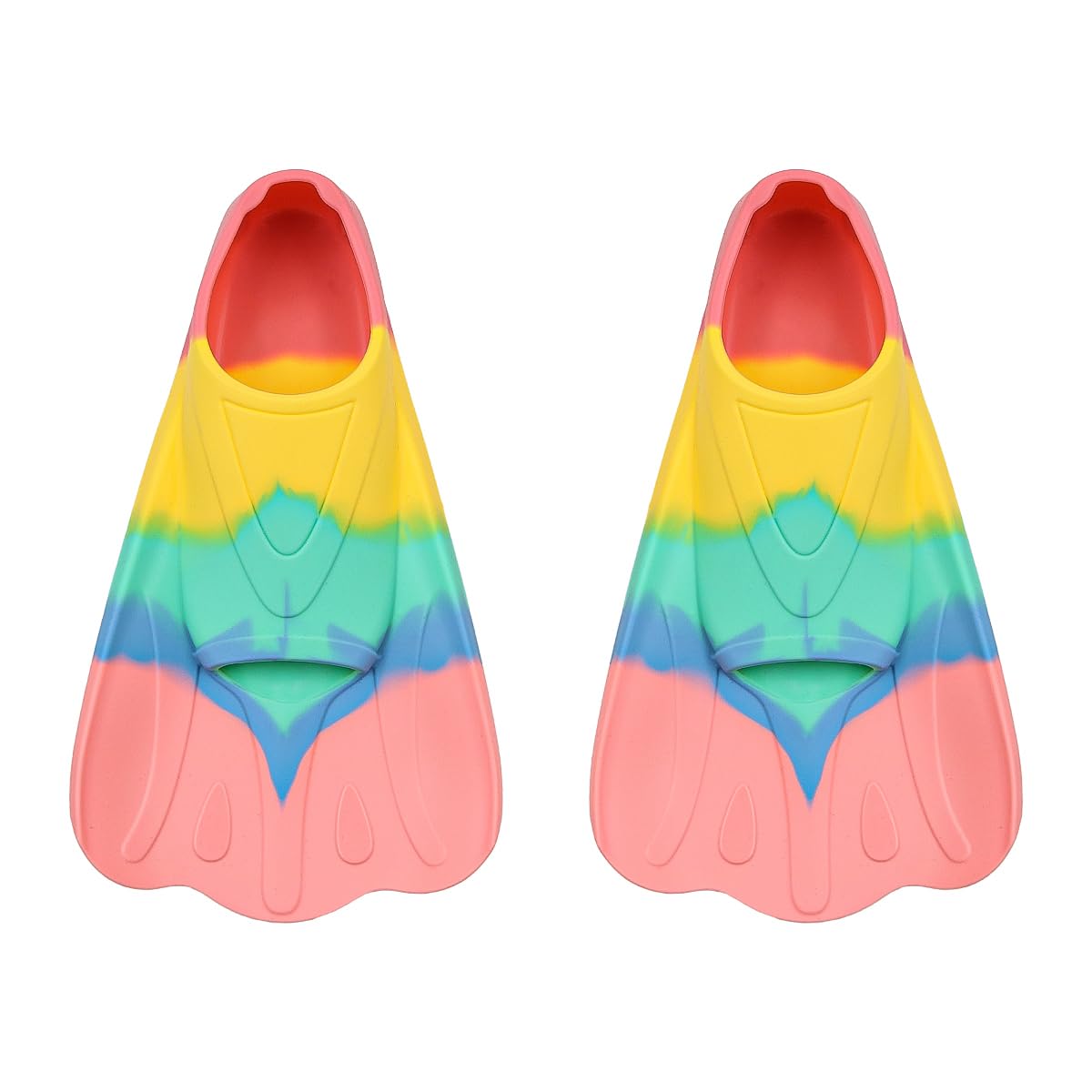 Sarini Swimming Fins for Training Fins Silicone Swimming Flippers Rainbow Comfortable Soft Snorkel Fins for Swimming Diving Beginners