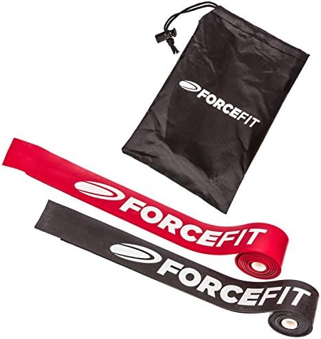 ForceFit Floss Bands for Compression and Muscle Recovery - 1 Red &amp; 1 Black (2 Bands)