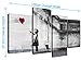 Large Banksy Wall Art Canvas Print - Red Balloon Girl - Framed Pictures Set of 4 Panels - 130cm / 51