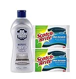 Bar Keepers Friend Cooktop Cleaner 13 oz. With 2 Scotch-Brite Non-Scratch Scrub Sponges Multipurpose Cleaner