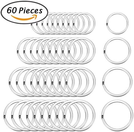 60 pieces Split Key Rings Metal Keychain Ring for Home Car Keys Organization (Four Sizes) (Sliver)