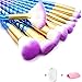 Makeup Brush Set, Unicorn Design Brushes - LADES 10 Pcs Makeup Brushes with Brush Egg and Silicone Sponge for Foundation Eyebrow Blush Powder Concealer Contour Cosmetic Brushes(Blue Purple)