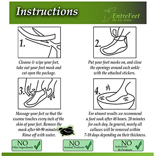 Dr. Entre's Exfoliating Foot Peel Mask | 2 Coconut Pairs | Natural Exfoliant For Smooth Baby Soft Feet, Dry Dead Skin Treatment, Repair Rough Heels, Callus Remover Sock Booties - Thumbnail 5