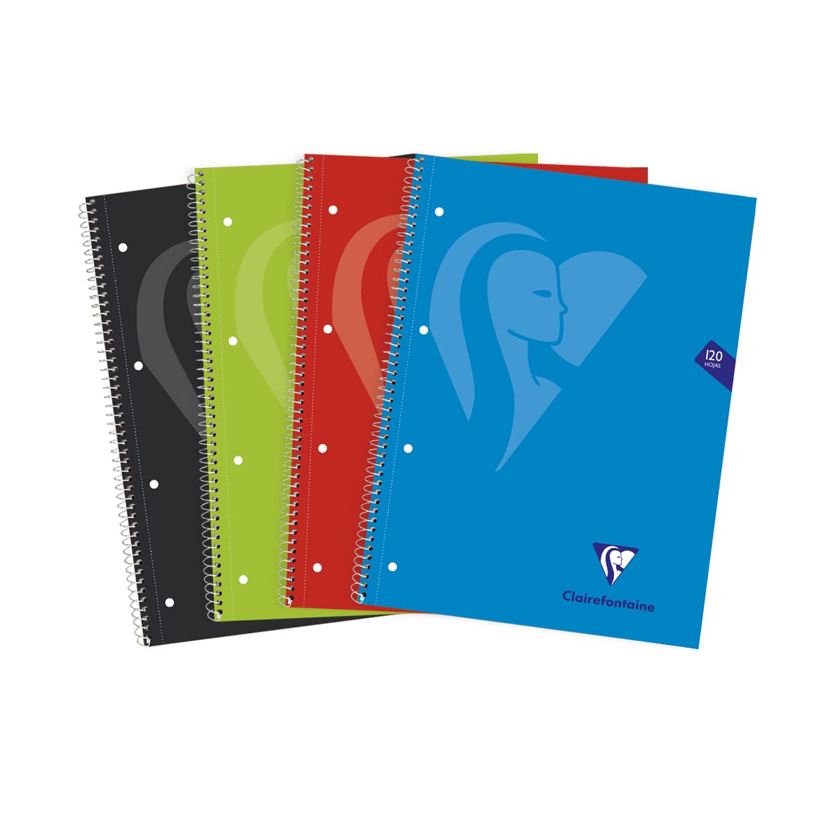 Clairefontaine 198753C - Spiral Notebook A4+ 22.5x29.7cm - 240 Pages Small Squares Framed and Perforated 4 Holes - White Paper 90g - Hardcover - Random Colour