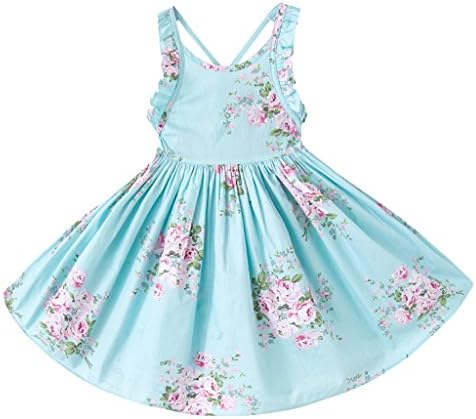 Tonwod Little Girl Dress,Sleeveless Cotton Casual Summer Floral Sundress