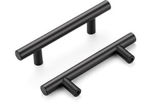 HOME EDIT 10 Pack 76mm Matte Black Kitchen Cabinet Hardware Handles Black Round Dresser Drawer Pulls Stainless Steel Cabinet 