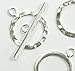 4 Full Hammered .925 Sterling Silver Jewelry Toggle Clasps 14mm. 4 Clasps 8 Pieces Jewelry Findings