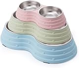 KuTi Kai Double Dog Bowls Premium Removable Stainless Steel with Scoop Pink view 8