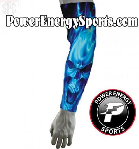 Baseball Sports Compression Arm Sleeve - (Large) Blue Ghost Skull