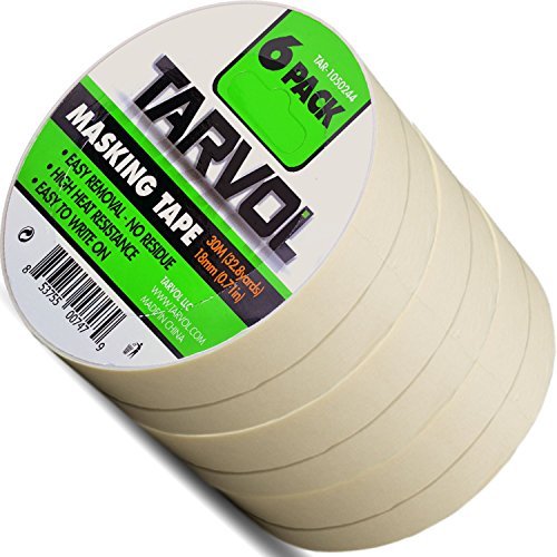 Masking Tape (Huge Pack of 6) Each Roll is ¾" x 33 Yards - Approved for Interior or Exterior Use - Easy to Write On - Perfect for All Paint Projects - Industrial or Household Use
