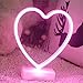 YiiY Pink Heart Shaped Neon Light Desk Table Lamp/LED Figurine Lamps Lights with Timers/Battery Operated Neon Sign for Nursery,Table Decorations,Kids' Room,Living Room,Bedroom (Pink-Heart)