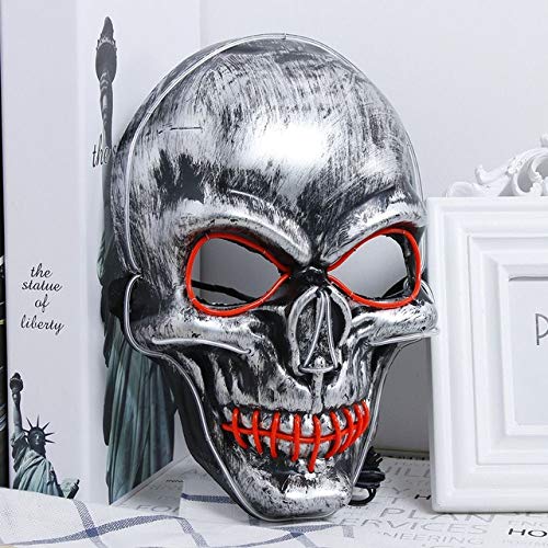 Halloween Scary Mask Cosplay Skull Led Costume Mask EL Wire Light up for Halloween Festival Party