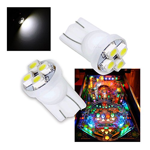 PA 10PCS #555 T10 4SMD LED Wedge Pinball Machine Light Bulb White-6.3V