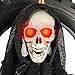 Halloween Haunters Animated Hanging Talking Moving Skeleton Head Death Reaper in Tire Swing Prop Decoration - 16