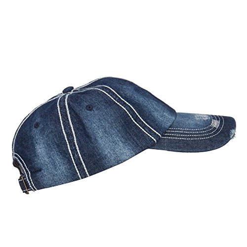 Distressed Heavy Washed Denim Cap - Navy OSFM