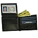 RFID Blocking Real Leather Black Wallet For Men - Slim Front Pocket Bi-Fold With 8 Credit Card Slots And Flip Up ID Window - Electromagnetically Opaque Protector - Genuine Unisex Gift