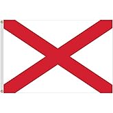 US Alabama State Flag 4x6 FT - Vivid Color, All Weather, Double Stitched Alabama AL Flags,Polyester Flags with Sturdy Brass Ring. (4X6)