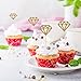 TOODOO 50 Pack Golden Glitter Diamond Cakes Toppers Cupcake Decor Food Picks