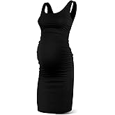 Rnxrbb S-2XL Women Summer Sleeveless Maternity Dress Pregnancy Tank Scoop Neck Mama Clothes Casual Bodycon Clothing