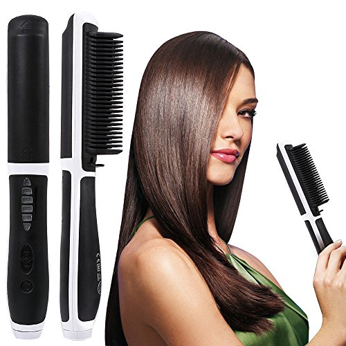 Brosse lisseur cheveux, Willdo Défriser les Cheveux Anti Scald Anti Statique Fer à lisser avec Technologie Ionique (Blanc)