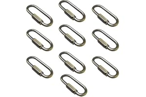 ECUDIS 10 Pack Heavy Duty D Shape Chain Locking M4 4MM Chain Quick Link Connector, Antique Brass