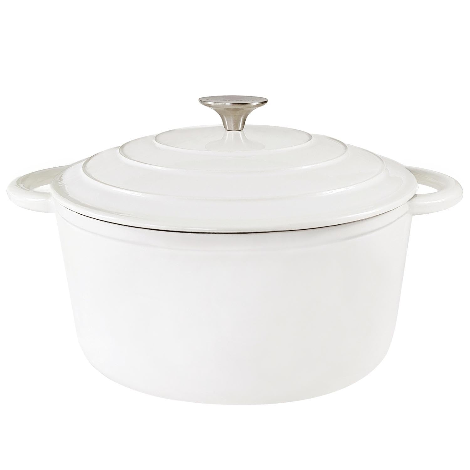View 1 of 3 Quart Cast Iron Dutch Oven with Lid, Dual Handles Enameled Soup Pot, Heavy Duty and Oven Safe for Bread Baking, Braising, Cooking and Family Gifts, White