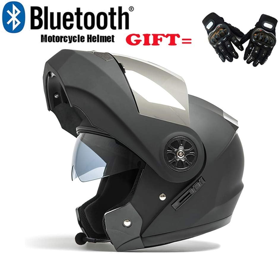BALALALA Motorbike Helmet,Motorcycle Helmet/Full Helmet, Bluetooth/Personality Cool Four Seasons Summer Locomotive, Hd Anti-Fog/Collision Helmet, Full Cover Helmet Modular,(Bluetoothsilverplated)