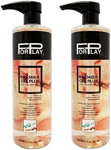 Paraben Free Hypoallergenic Premium Long Lasting Water-Based Personal Lubricant ForPlay Premier Gel Plus 17 Oz (Pack of 2)