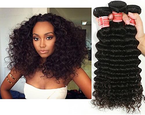 Ali Hot Sale Hair Product Brazilian Virgin Deep Wave Bundles Grace Unprocessed Human Hair Extension Deep Curly Virgin Hair 4 Pieces Natural Color (10 10 12 12)
