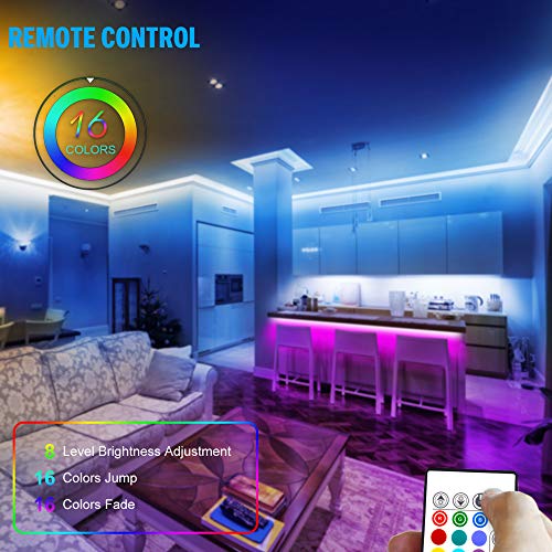 LED Strip Lights, 16.4ft 5050 RGB LED Light Strip with Remote 24Key and