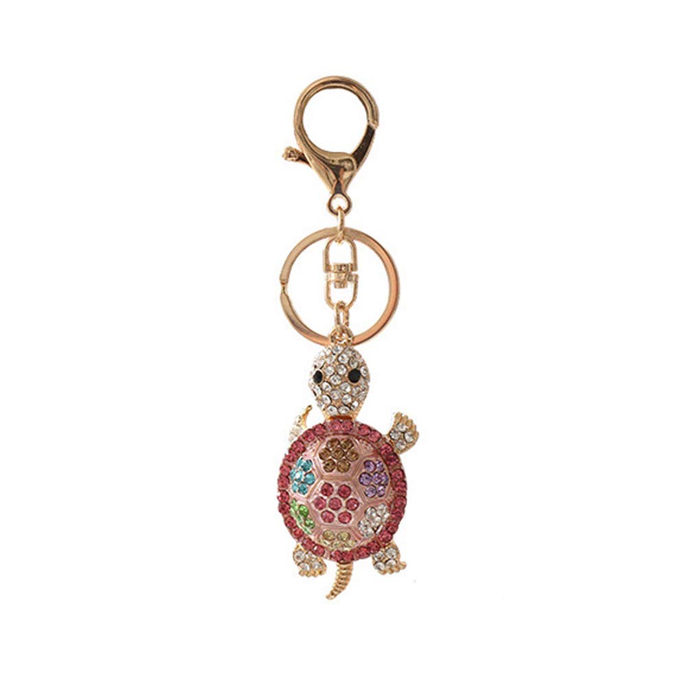 Tortoise Rhinestones Keychain,Sparkling Crystal Keyring Pendant (Multicolor)