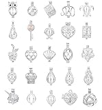10pcs Mix Jewelry Making Supplies Silver Plated Bead Cage Pendant - Add Your Own Pearls, Stones, Rock to Cage,Add Perfume Essential Oils to Create a Scent Diffusing Pendant Charms