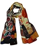Dahlia Women's 100% Luxury Long Silk Scarf - Gustav Klimt's Ladies