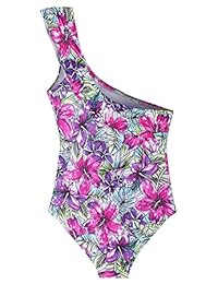 Firpearl Traje de baño de una pieza para niña, con un hombro y volantes, para niños
