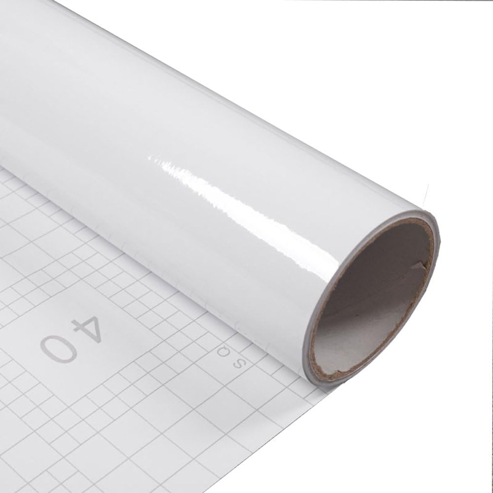 Alto brillo impermeable autoadhesiva película de vinilo de color blanco