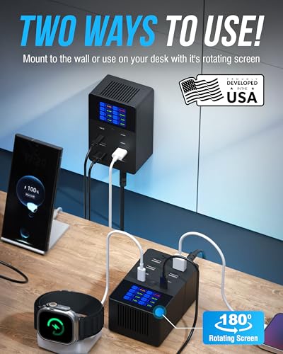 SABRENT VOLTIK Charging Station, 252W 8-Port USB C and USB A Desktop Charger, UL Certified with Real-Time LCD Display, Fast Charging for MacBook, iPhone, Samsung and More