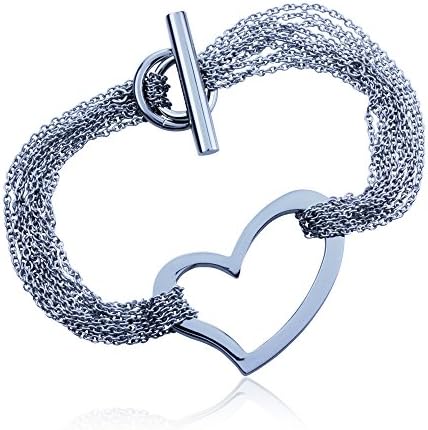 Open Heart Multi Strand Infinity Toggle Bracelet